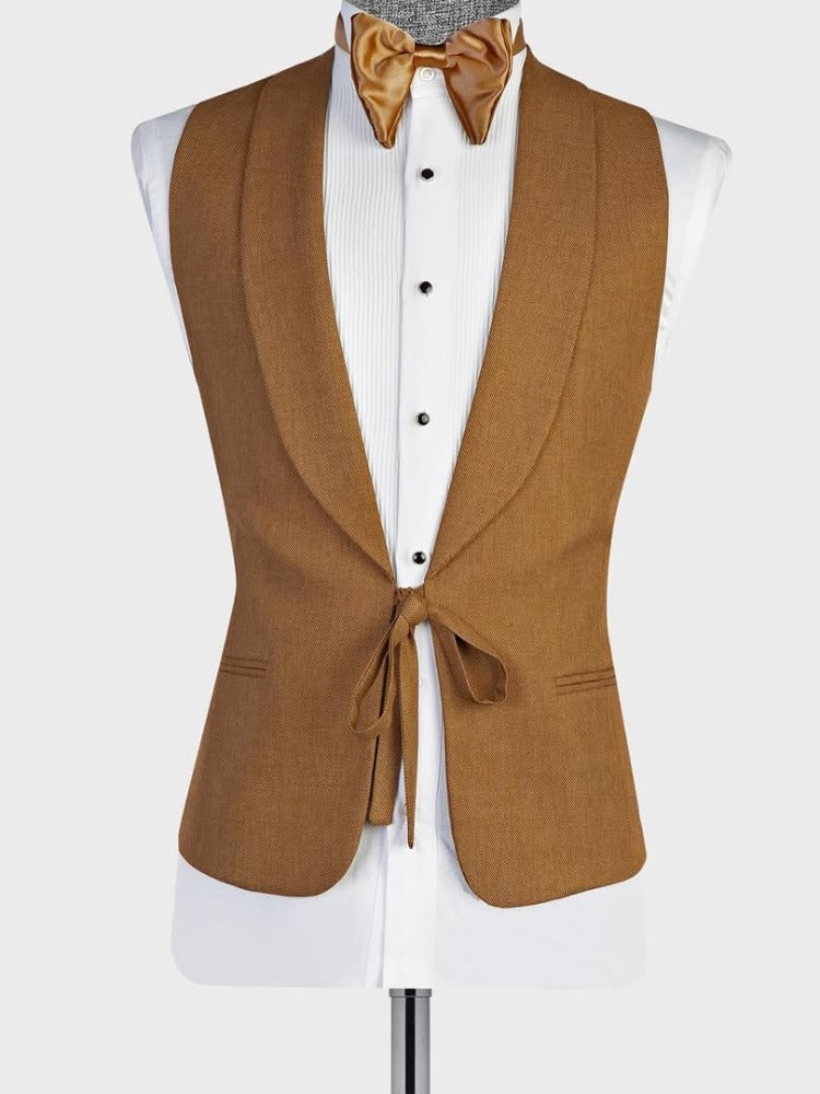 Golden yellow 3-piece 1-button Shawl Lapel suit