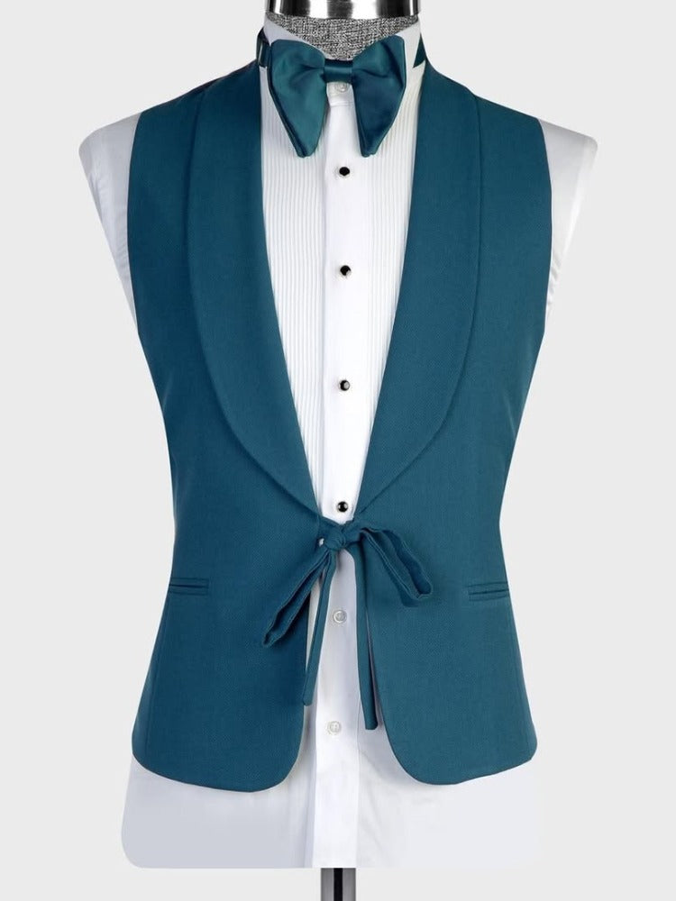 Mint green 3-piece 1-button Shawl Lapel suit