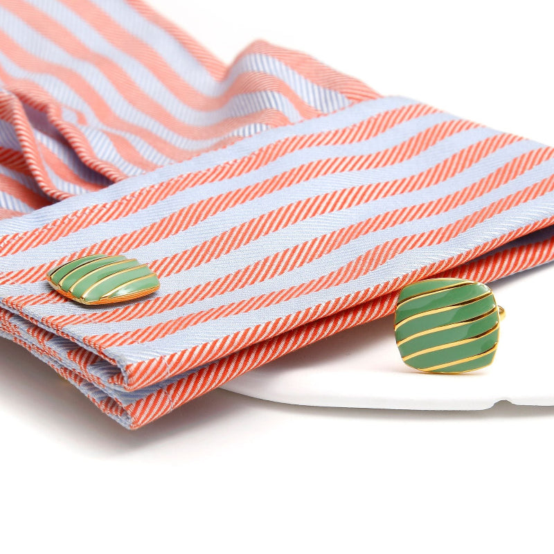 Square Premium Minimalist Green French Cufflinks for Men