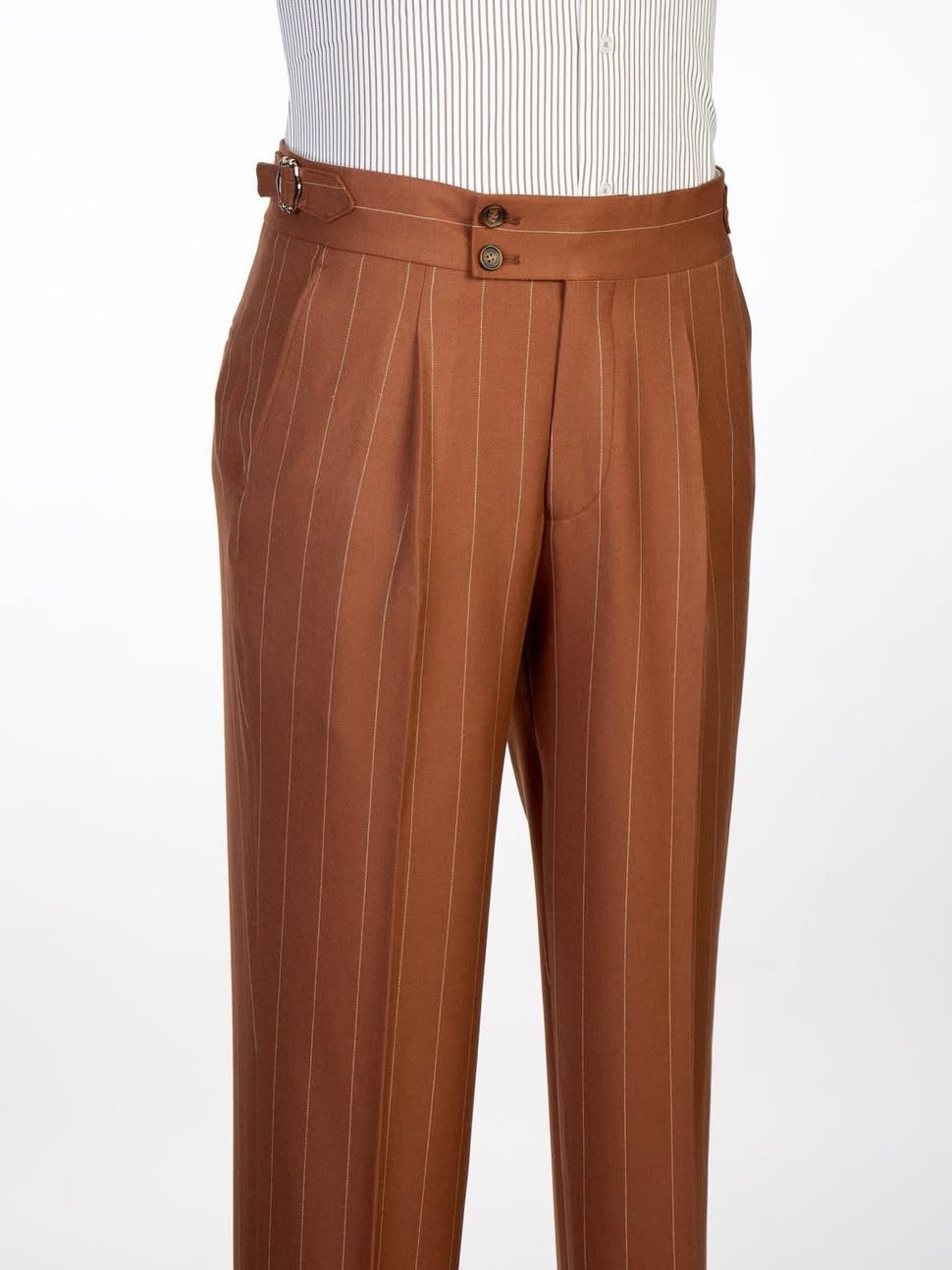 Brown striped 3-piece Single-breasted Peak Lapel suit