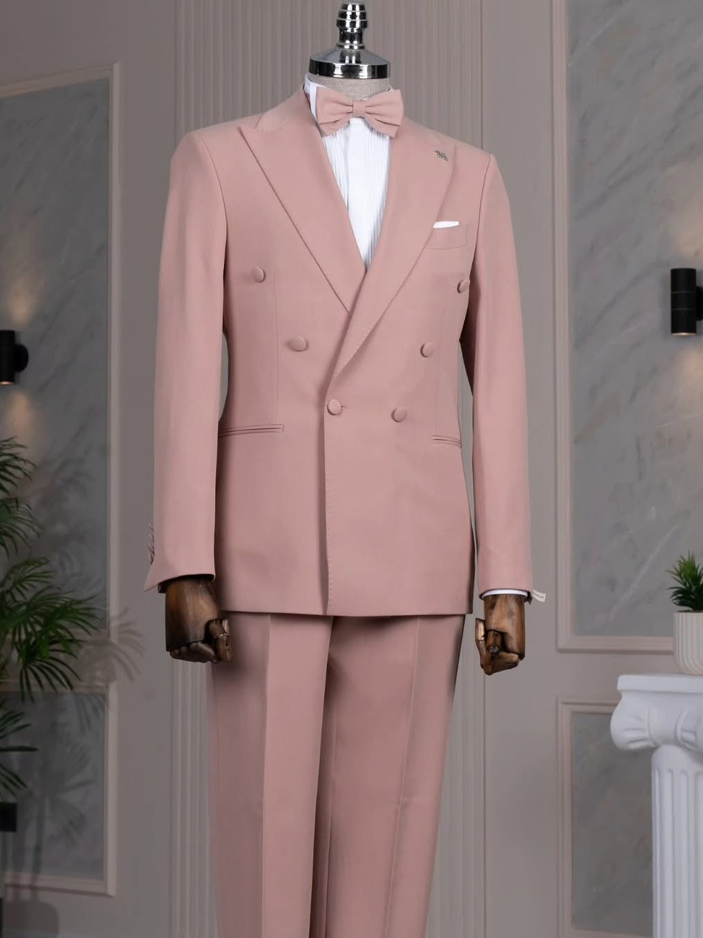 Pink Double-Breasted Suit with Peak Lapel – 2-Piece Formal Wedding & Prom Suit