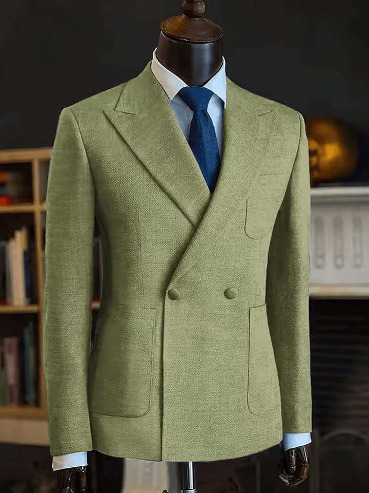 Men’s Light Green Business Suit 2 Piece – Formal Peak Lapel Blazer Set with Large Pockets