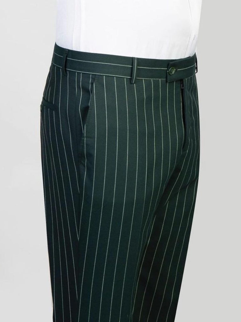 Emerald Green Pinstripe Double-Breasted 2-Piece Suit for Men