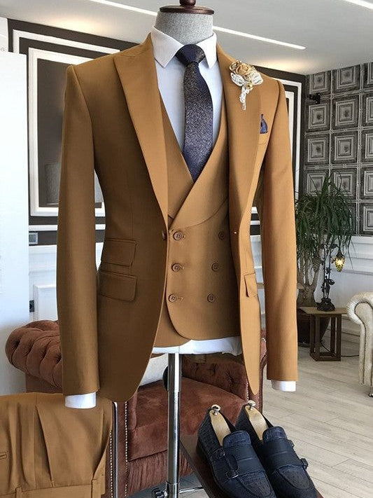 Elegant Brown 3-Piece Suit for Men – Modern Wedding & Groom Style