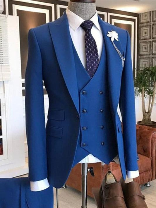 Elegant Royal Blue 3-Piece Suit for Men – Modern Wedding & Groom Style