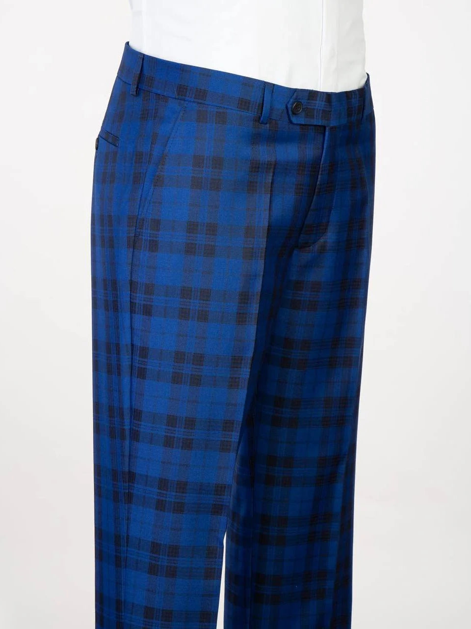 Men’s Blue Plaid Peak Lapel Double-Breasted Slim Fit Suit