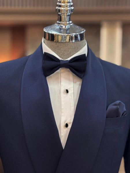Men’s Dark Blue Shawl Lapel Tuxedo – Stylish 2-Piece Formal Suit