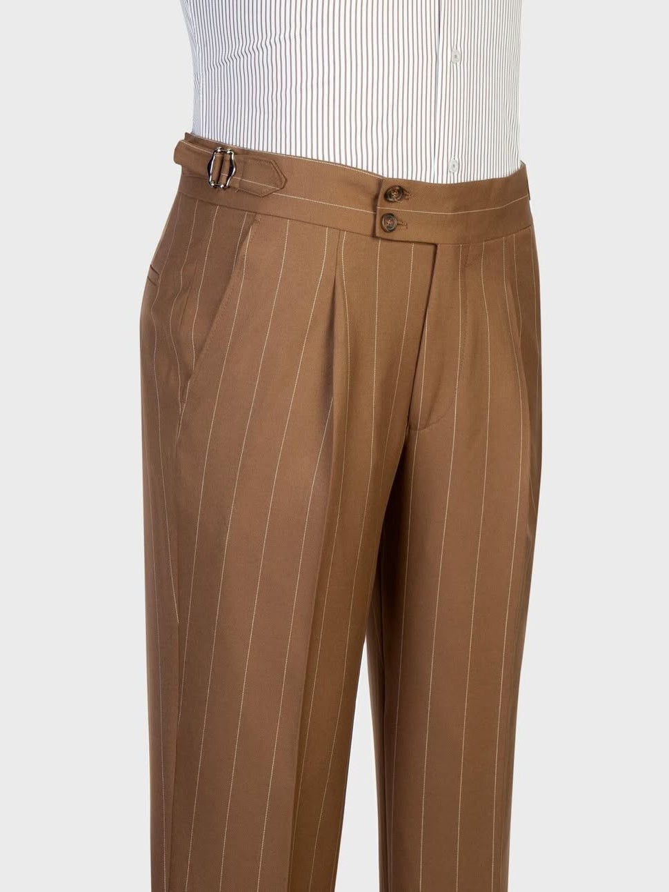 Brown Striped 2-button 3-Piece Business Suit for Men