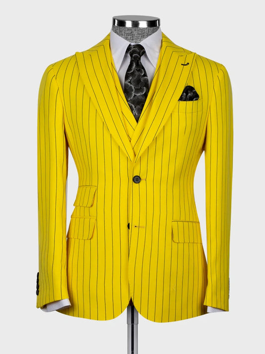 Yellow Pinstripe Prom Suit for Men – Bold Statement Look