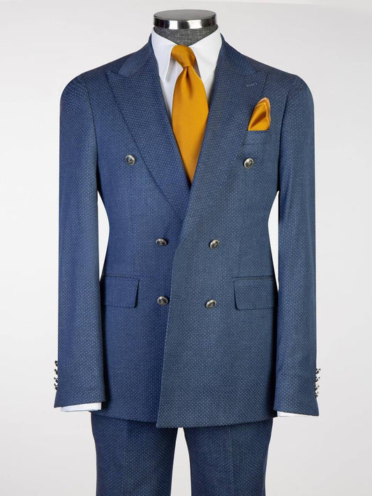 Blue Dot Pattern Suit for Men – Stylish Formal Wear