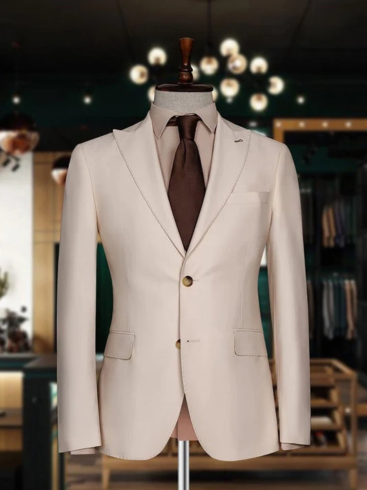 Men’s Champagne Formal Suit – 3-Piece Double Breasted Fit