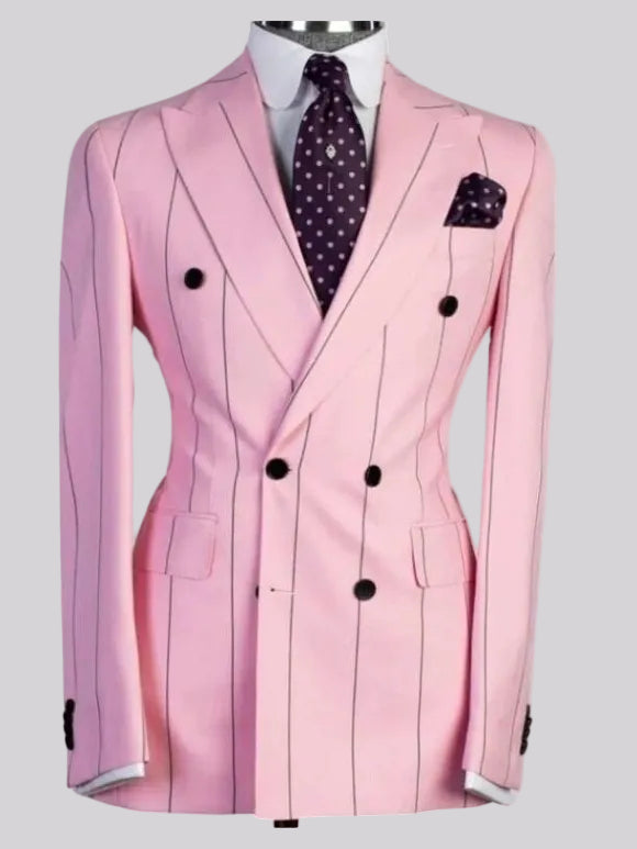 Light Pink Striped Prom Suit for Men – Bold Statement Look