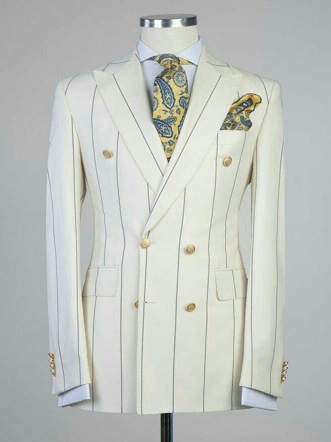 White Striped Prom Suit for Men – Bold Statement Look