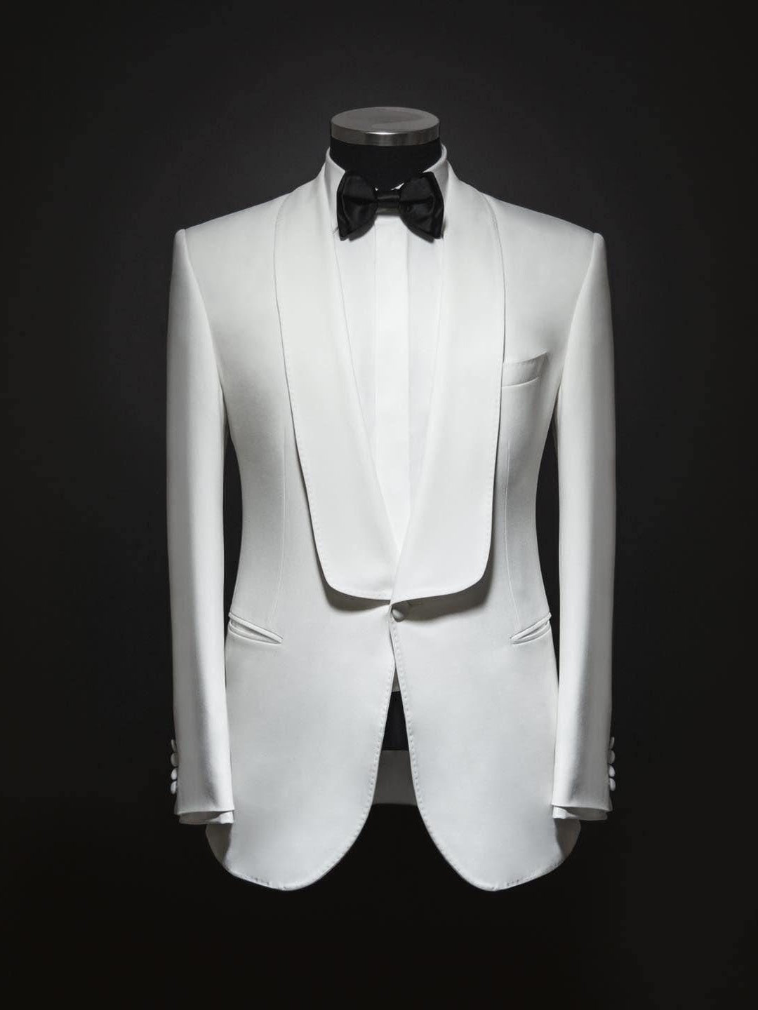 White 2-Piece Single-Breasted Shawl Lapel Suit