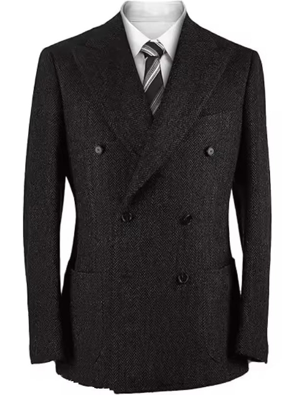 Black 2-piece Peak Lapel Double-Breasted suit