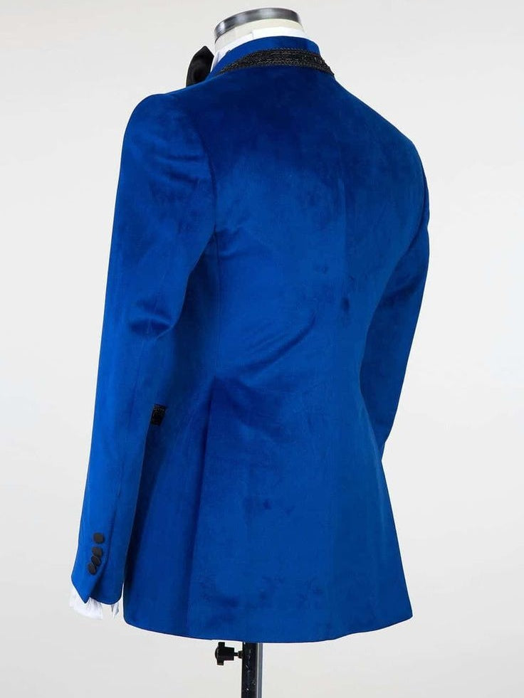 Royal blue 2-piece Shawl Lapel Single button Prom Suit
