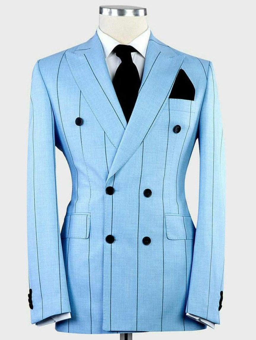 Light Blue Striped Prom Suit for Men – Bold Statement Look