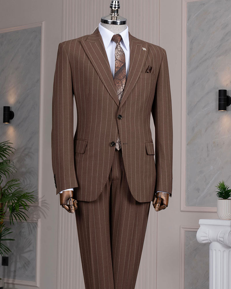 Men's Striped Single-breasted 2-piece Suit