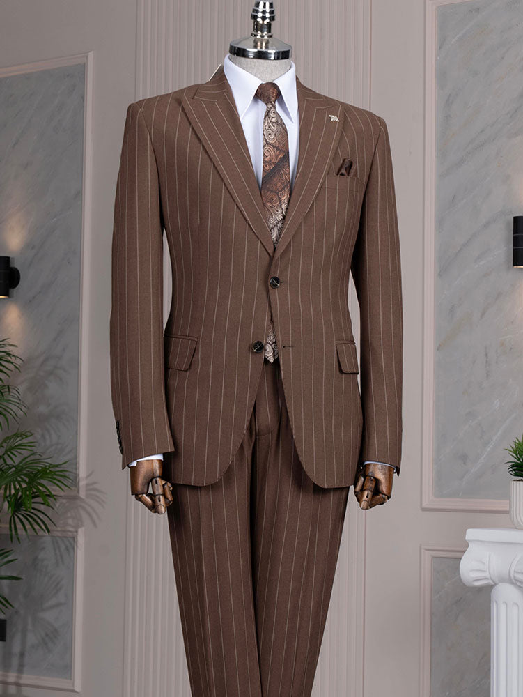 Men's Striped Single-breasted 2-piece Suit