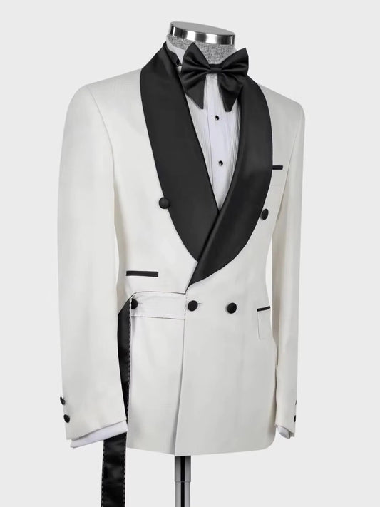 White 2-piece 3-button Shawl Lapel suit