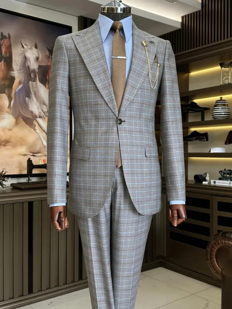 Plaid One-button 2-piece Suit