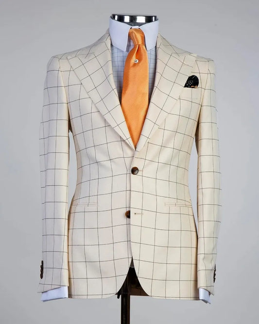 Plaid Peak Lapel 3-piece Suit
