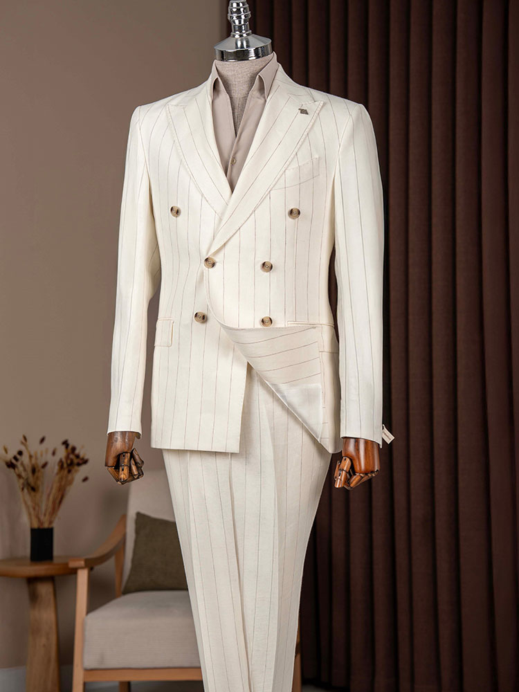 Striped Double-breasted 2-piece Suit