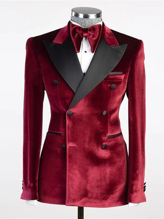 Red 2-piece double-breasted Peak Lapel suit