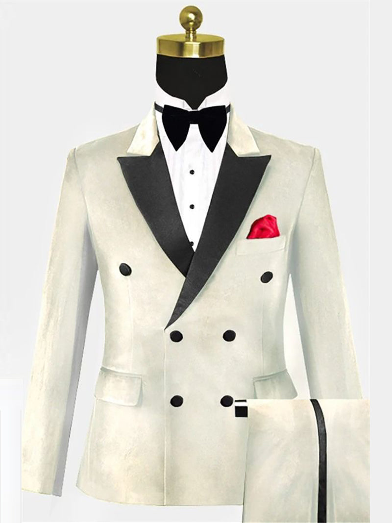 White 2-piece double-breasted Peak Lapel suit