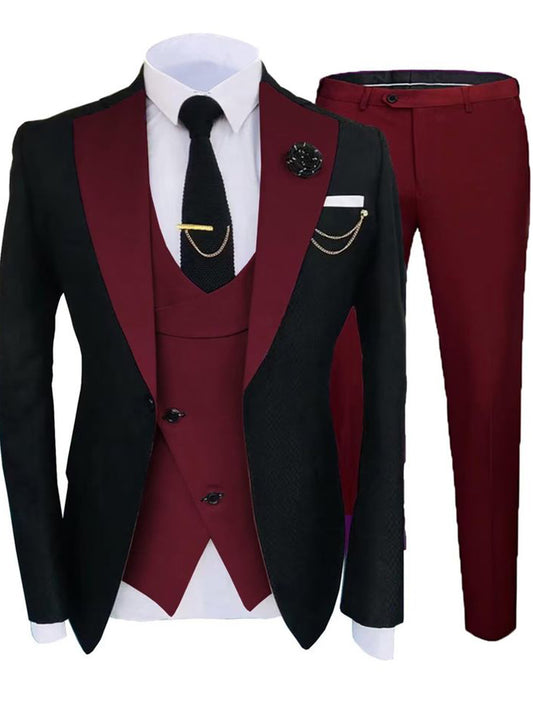 Black 3-piece Single-breasted Peak Lapel suit