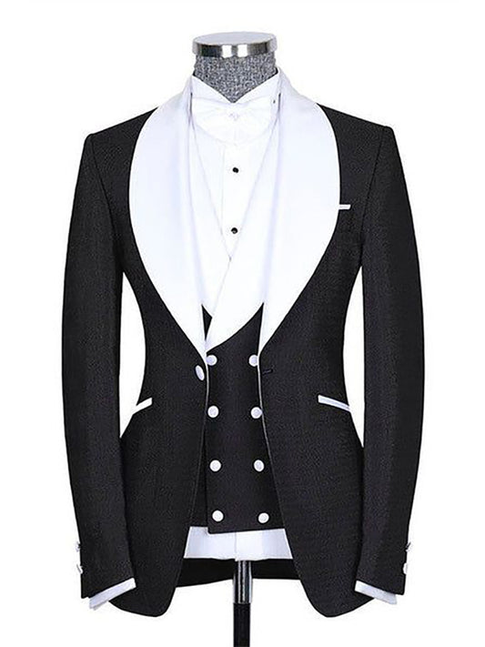 Black 3-piece Single-breasted Shawl Lapel suit