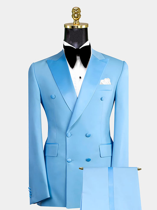 Blue 2-piece double-breasted Peak Lapel suit