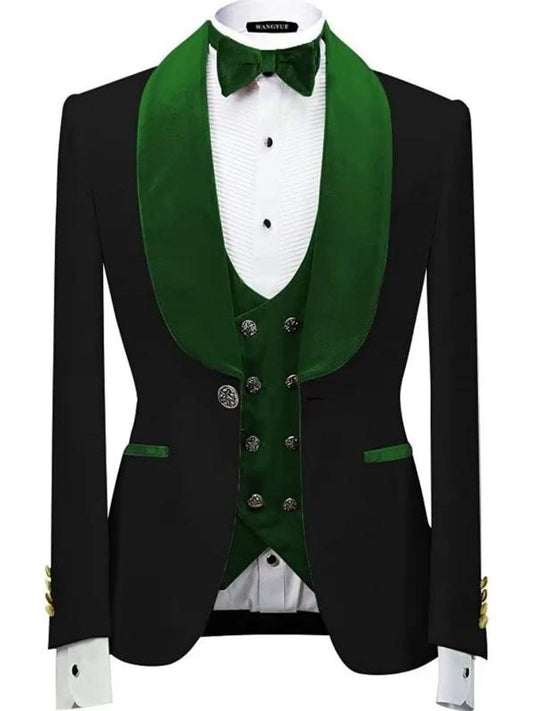 Black 3-piece Single-breasted Shawl Lapel suit