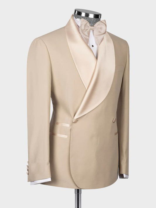 Champagne 2-piece 1-button Shawl Lapel suit