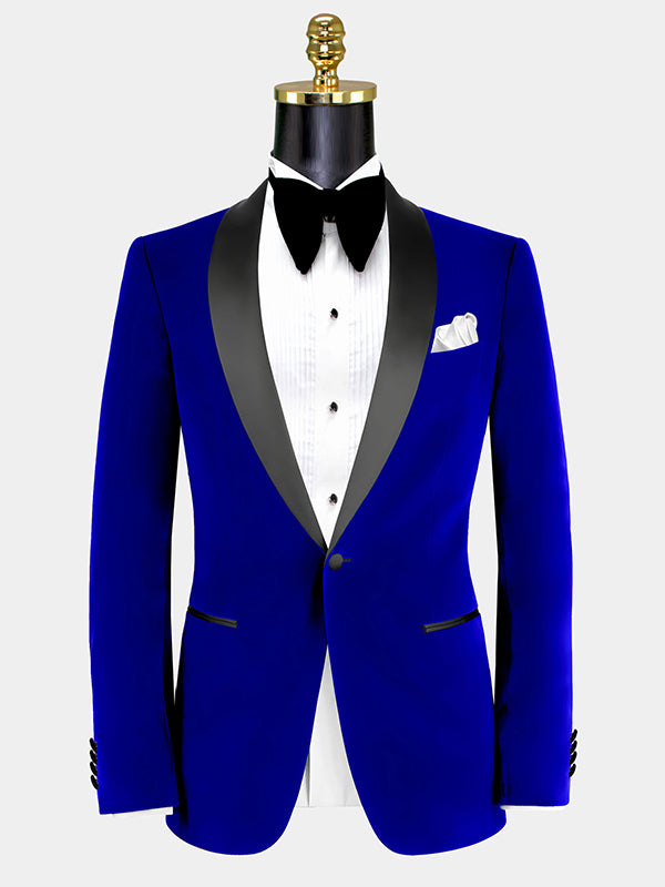 Blue 2-piece 1-button Shawl Lapel suit