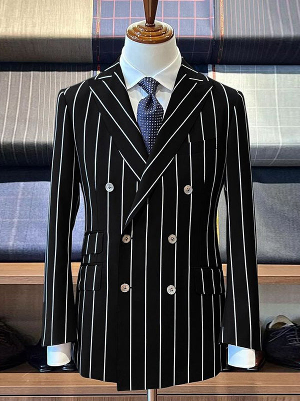 Black stripe 2-piece double-breasted Peak Lapel suit