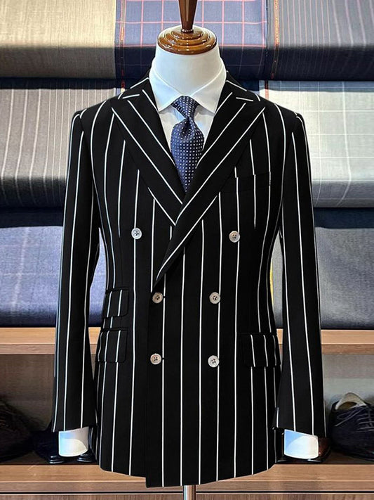 Black stripe 2-piece double-breasted Peak Lapel suit