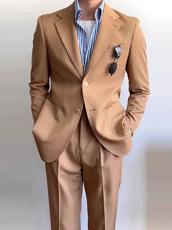 Brown 2 piece single breasted Notch Lapel suit