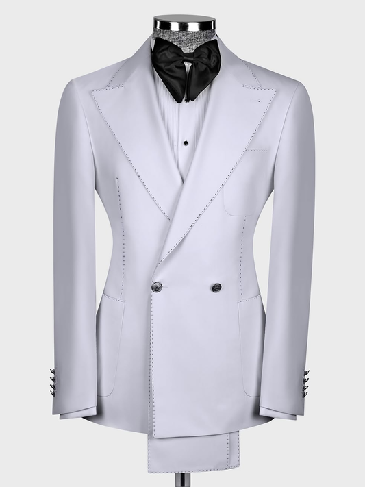 White 2-piece double-breasted Peak Lapel suit