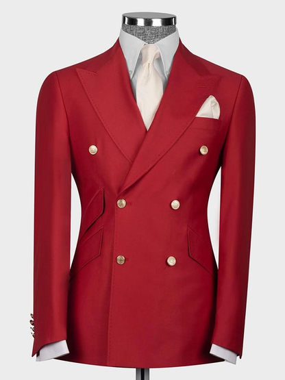 Red 2-piece double-breasted Peak Lapel suit