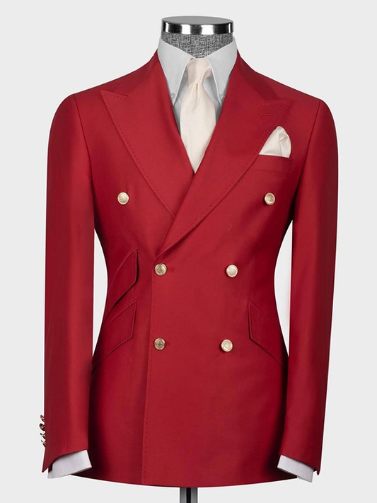 Red 2-piece double-breasted Peak Lapel suit