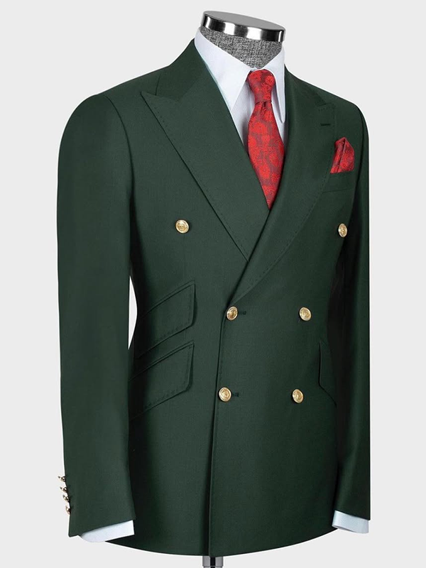 Green 2-piece double-breasted Peak Lapel suit