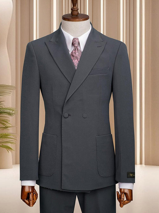 Dark Grey 2-piece double-breasted Peak Lapel suit
