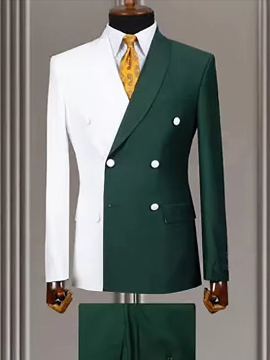 White-green 2 Piece Shawl Lapel Double-breasted Suit