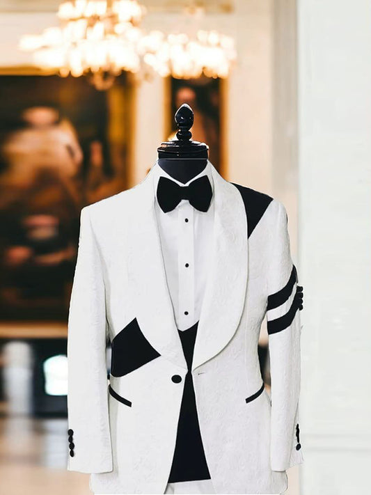White 2 Piece Single Breasted Shawl Lapel Suit