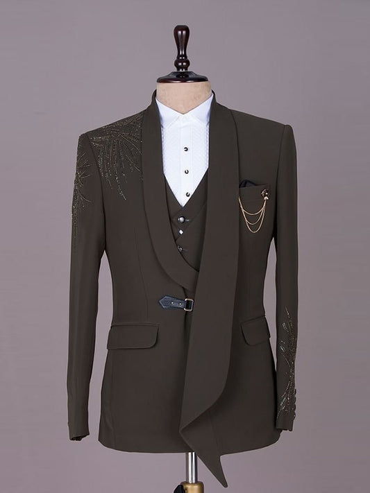 Black 2 Piece Single Breasted Shawl Lapel Suit