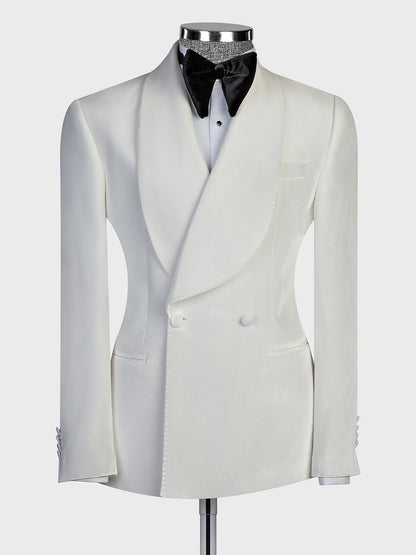 White 2-piece Double-breasted Shawl Lapel suit