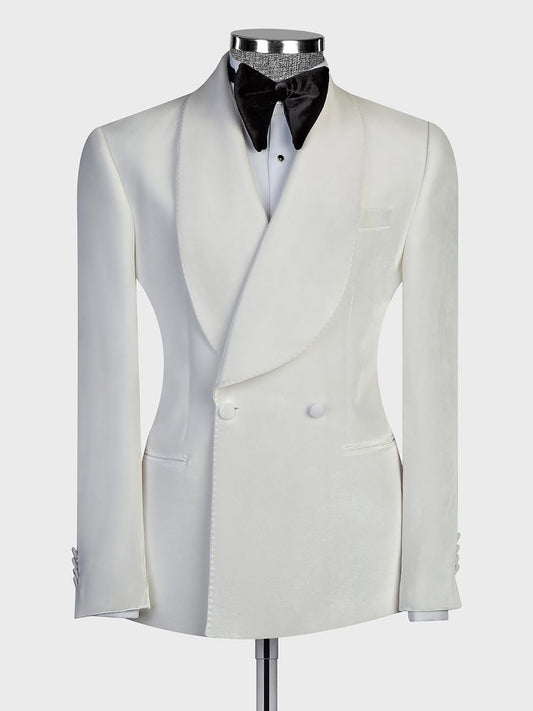 White 2-piece Double-breasted Shawl Lapel suit
