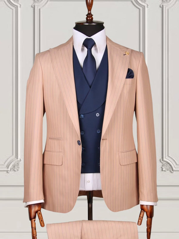 Champagne 2-piece 1-button Peak Lapel suit