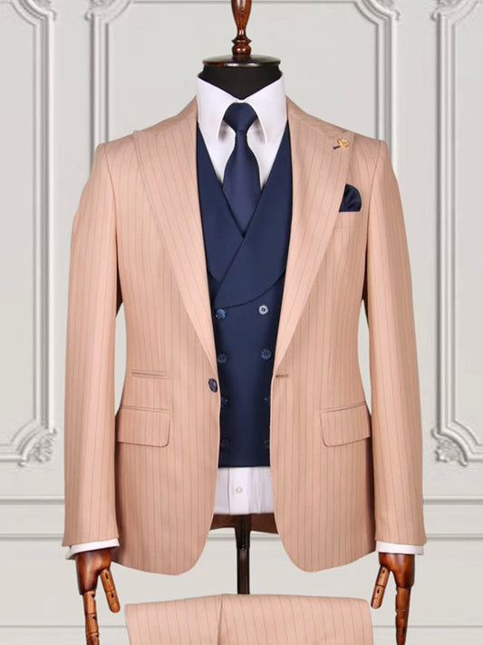Champagne 2-piece 1-button Peak Lapel suit